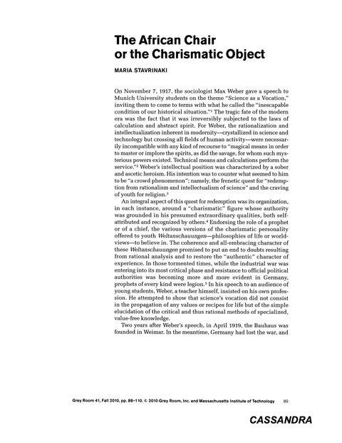 A Chair: Notes toward a Design
