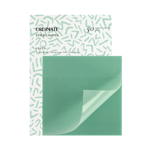 Ordinate Clear Transparent Sticky Notes - Green