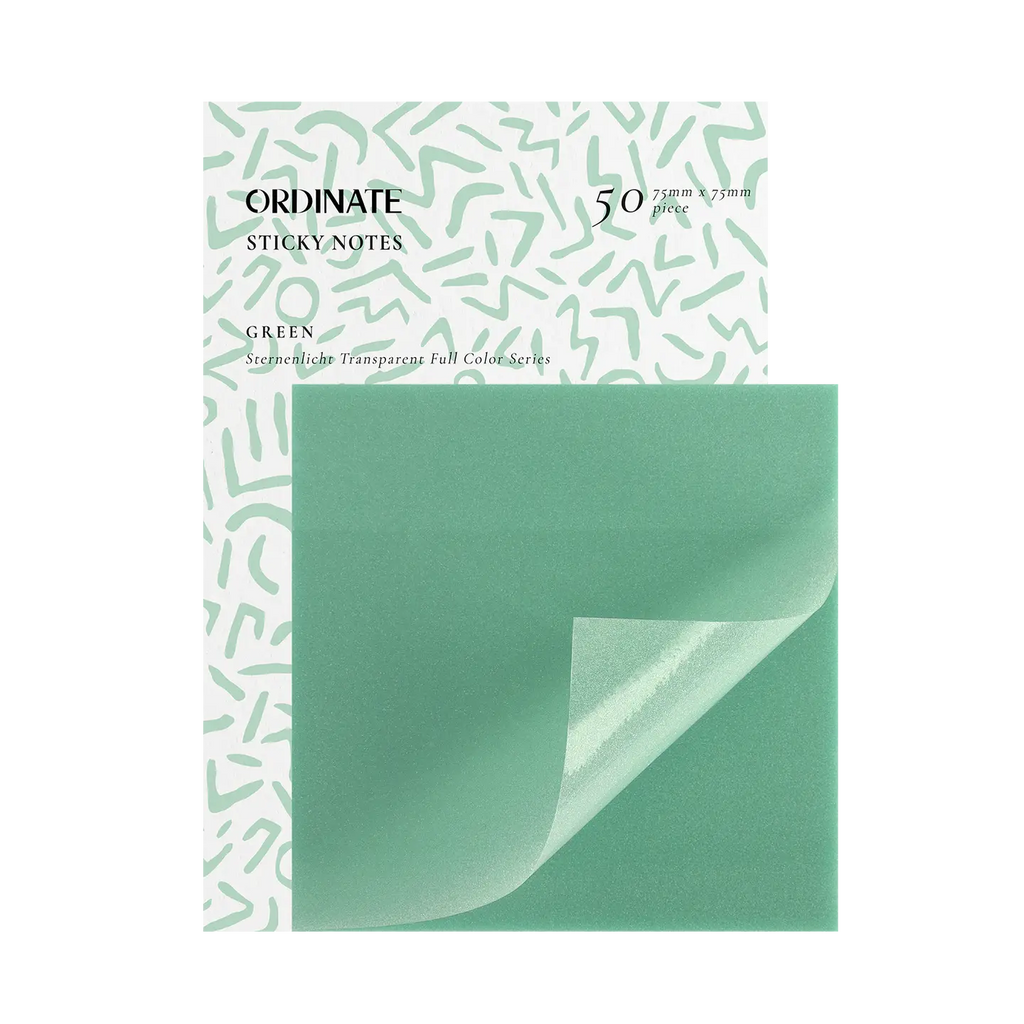 Ordinate Clear Transparent Sticky Notes - Green