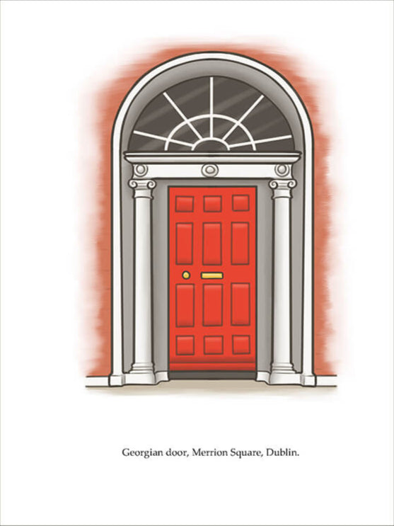 Georgian Door, Merrion Square Postcard, Joe Hollingsworth & OystercatcherTF