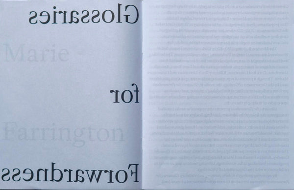 Glossaries for Forwardness, Marie Farrington