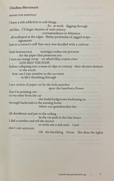 Poetry Ireland Review, Issue 144