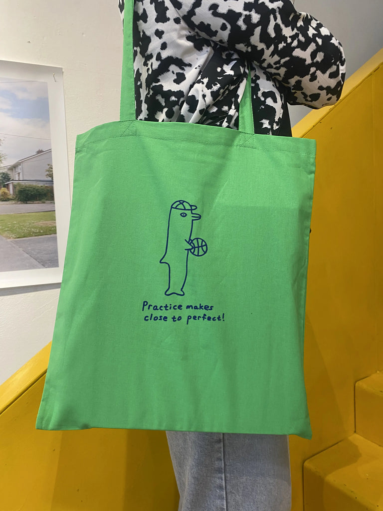 'Practice Makes Close To Perfect' Tote Bag