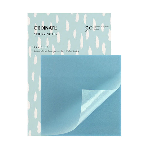Ordinate Clear Transparent Sticky Notes - Sky Blue