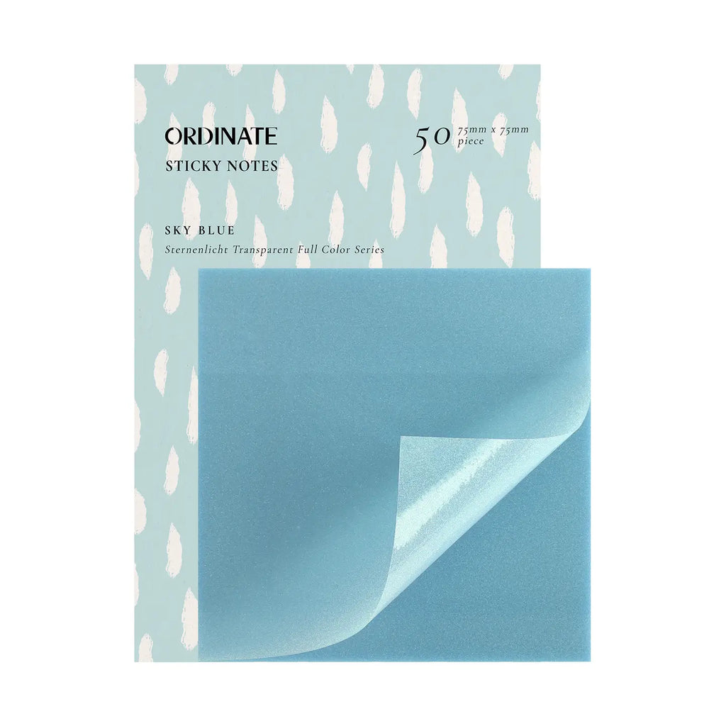 Ordinate Clear Transparent Sticky Notes - Sky Blue