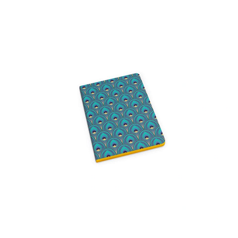 A5 Art Deco Peacock Notebook with Gold Edging