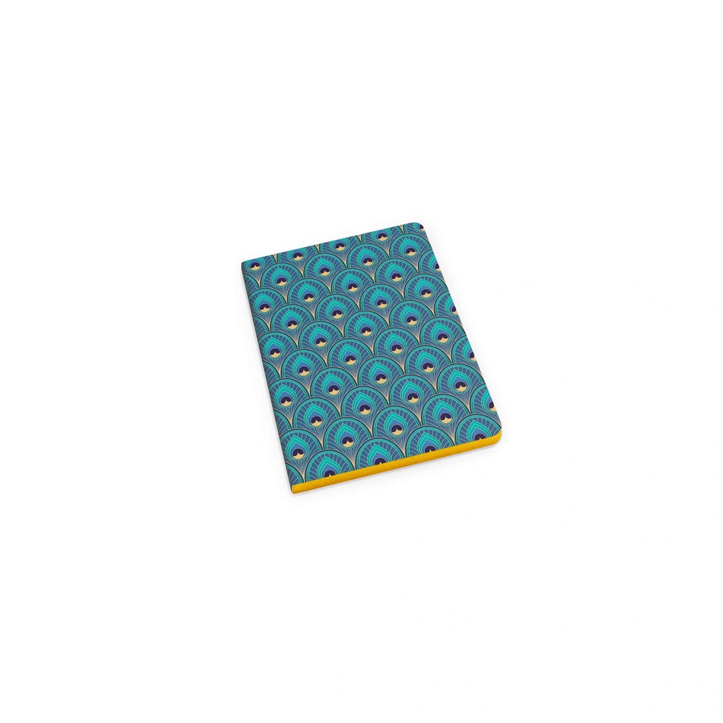 A5 Art Deco Peacock Notebook with Gold Edging