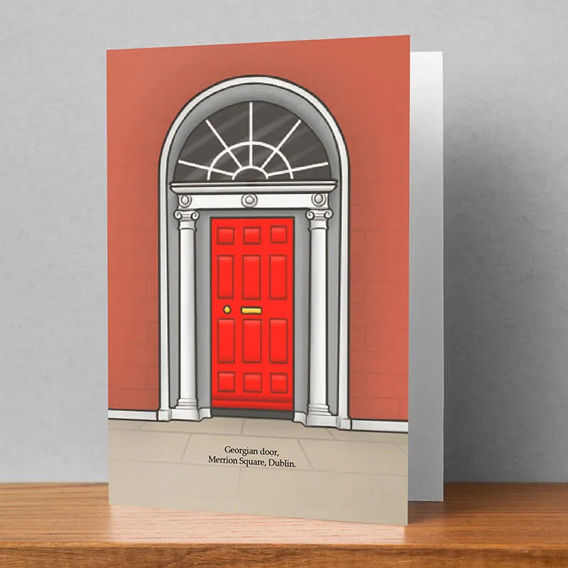 Georgian Door, Merrion Square Greeting Card, Joe Hollingsworth & OystercatcherTF