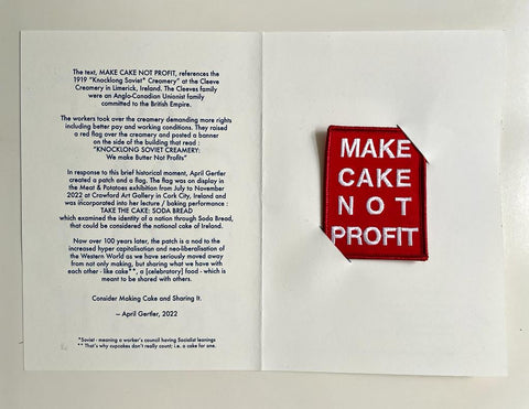 MAKE CAKE NOT PROFIT Iron-On Patch
